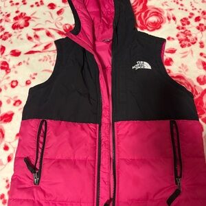 The North Face Fuchsia and Black Hooded Vest